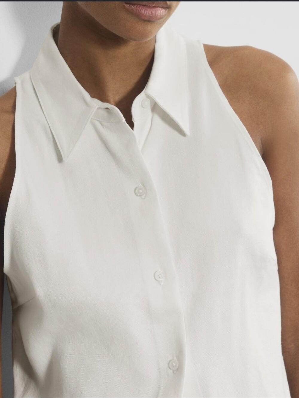 NWOT Babaton Linen Blend Cream Sleeveless Button-Front Collared Tank